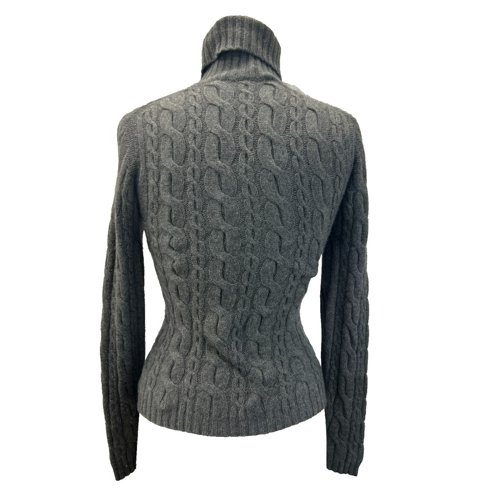 Autumn Cashmere Cable Knit Sweater Gray Pullover Turtleneck Long Sleeve SZ M - Picture 3 of 5